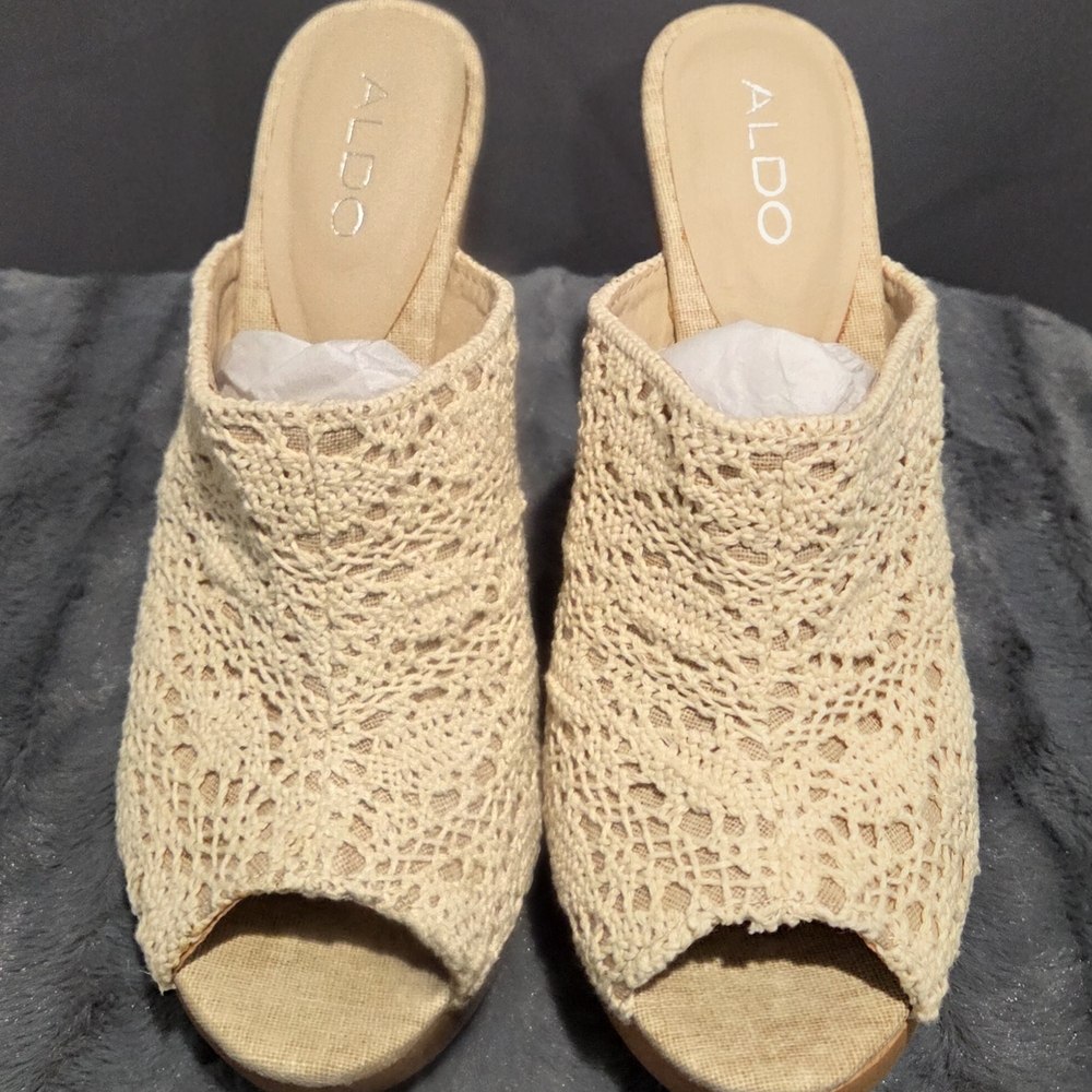 ALDO Women's Cream Peep-Toe Mules